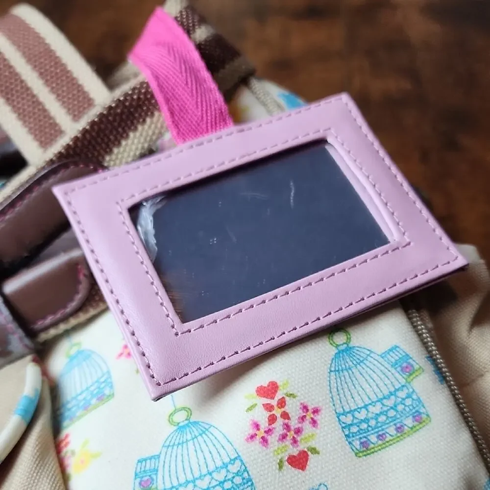 PINK LINING |‎ Yummy Mummy Cream and Brown Floral Blue Birds Baby Diaper Bag